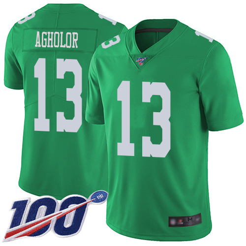 Men Philadelphia Eagles #13 Nelson Agholor Limited Green Rush Vapor Untouchable NFL Jersey 100th Season